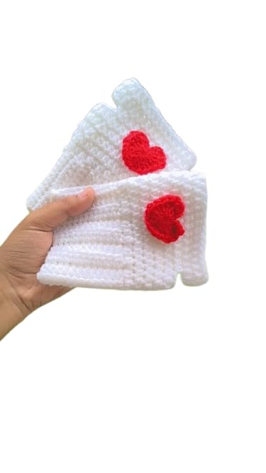 Crochet Fingerless Gloves White Free Size-image-34