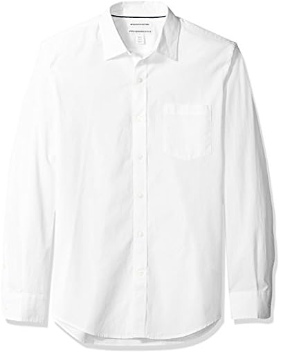 Amazon Essentials Camisa de Popelín de Manga Larga y Ajuste Entallado Hombre, Blanco, XL | Ya disponible en tu tienda friki favorita! En mundofriki.es!