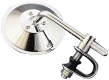 Clamp-on Adjustable Short Stem Motorcycle Mirror - 4" (100mm) Round, Chrome Finish