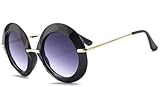 NIUASH Sonnenbrille polarisiert Gelber Rahmen Runde Vintage Sonnenbrille Übergroße Black Circle Brille Frauen Luxus Grün Rot Sommerbrille Uv400-C1_Black_Frame