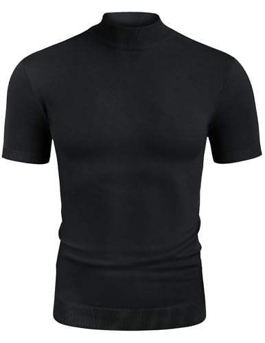 COOFANDY Men's Short Sleeve Mock Turtleneck Sweater