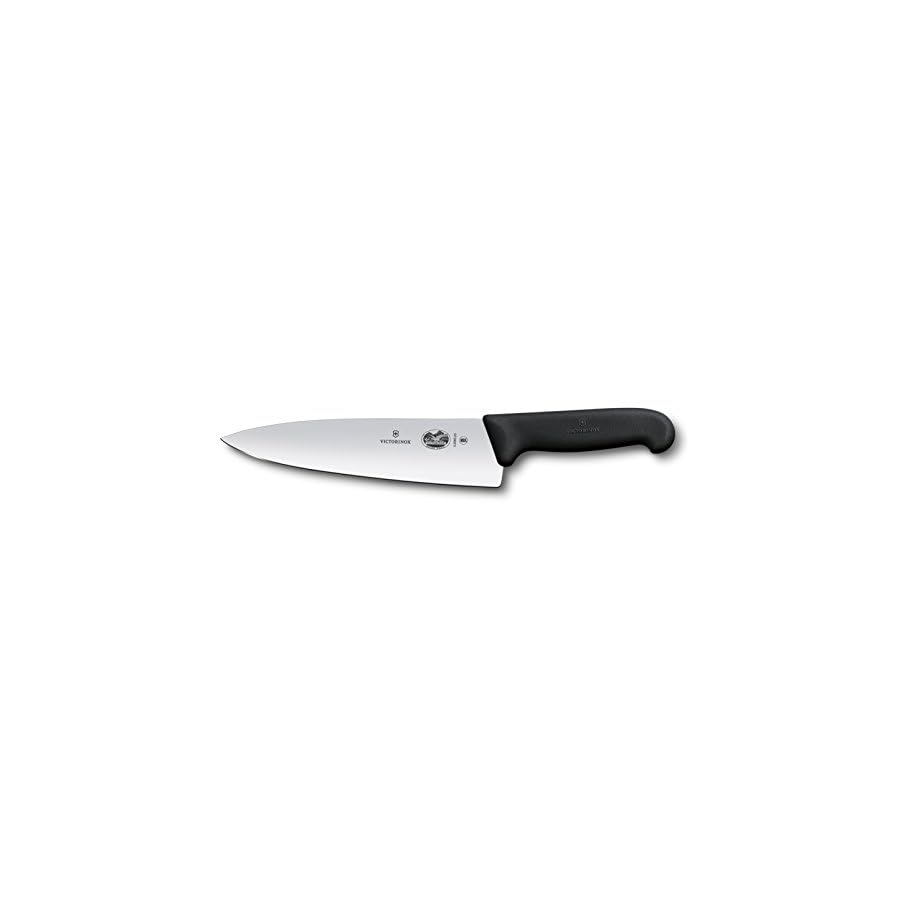 Victorinox-Fibrox-Pro-Chefs-Knife-8-Inch Victorinox Swiss Army 5.2063.20-X4 Fibrox Straight Chef's Knife Black 8 in