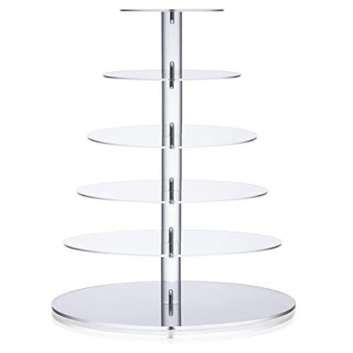 Ulifeme Présentoir Cupcake, 6 Etages Presentoir Gateau pour Mariage, Bébé Fête & L'après-midi Thé, 4mm Épaisseur Acrylique Dessert Tour Support for...