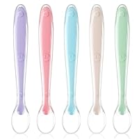 Vicloon Babylöffel, 5 Stück Baby Fütterlöffel aus Extra Weich Silikon, BPA Frei, Breilöffel Lang, Säugling Beikost Esslöffel für Baby & Kleinkind Säugling Kinder ab 4 Monate