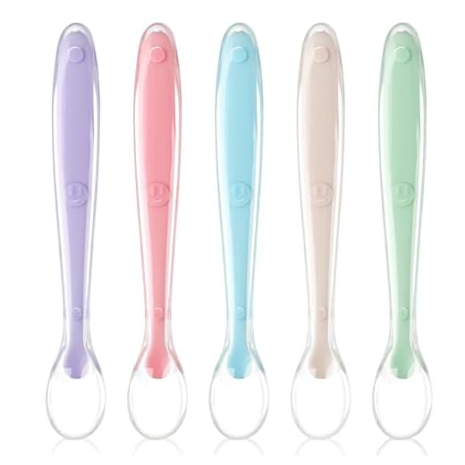 Vicloon Cuchara de Aprendizaje para Bebe, 5pcs, Silicona Suave, Cuchara de Punta de alimentación para Comer Independiente.