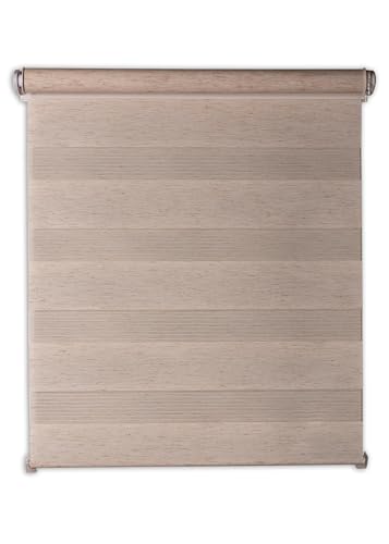 Deco4Me Doppelrollo Klemmfix ohne Bohren - Beige-meliert, 80 x 160 cm - Vario Duo Rollo in Leinen, Holzoptik - lichtdurchlässig & Blickdicht - Stoffbreite 76 cm Deco4Me Doppelrollo Klemmfix ohne Bohren - Beige-meliert, 80 x 160 cm - Vario Duo Rollo in Leinen, Holzoptik - lichtdurchlässig & Blickdicht - Stoffbreite 76 cm