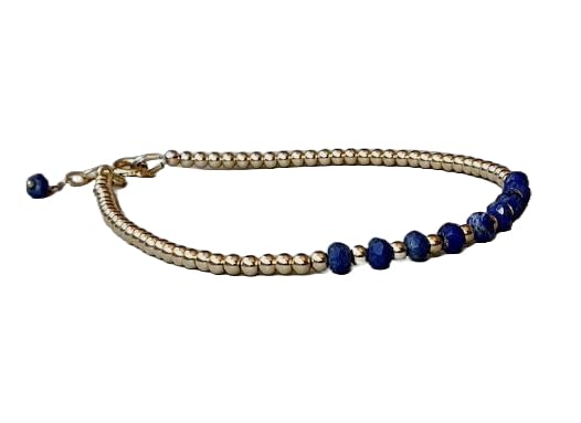 Bracelet en pierres fines lapis lazuli facetté et argent 925 haut de gamme