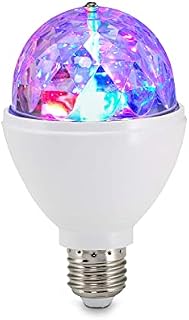 Briloner Lights 0528-003 LED party light, disco lighting effects, self-rotating, color changing, bulb, 3 W, for all lamps with E27 socket, plastic, 7.3 x 12.9 cm, white