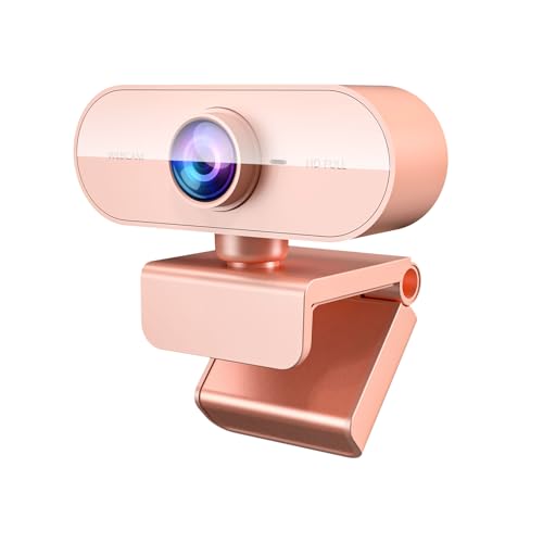 Webcam for PC&1080P HD Web Cam,Webcam with Microphone,Stand for PC/MAC/Laptop/Desktop,Wide Angle Web Cameras for YouTube,Skype,Zoom,Xbox One,Video Calling,Studying Pink