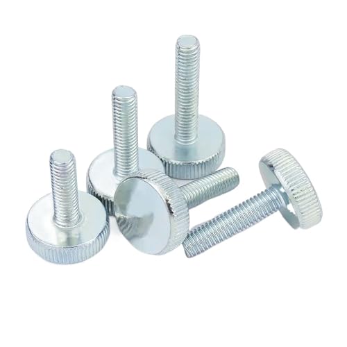 1/5pcs M3 M4 M5 M6 M8 M10 GB835 Knurl Flat Head Hand Tighten Thumb Screw Curtain Wall Glass Thumb Bolts Adjust Toolless DIN653(20mm,5pcs M4)