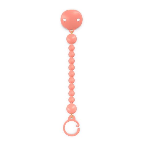 Suavinex, Broche Pinza de Silicona, Chupetero con Cadena de Silicona de una Única Pieza, +0 Meses, Flexible y de Tacto Agradable, Colour Essence, Peach Pink