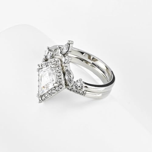 Women's Wedding Ring Sets 1.5CT Trapezoid AAA CZ White Gold Plated 2pcs Ring3
