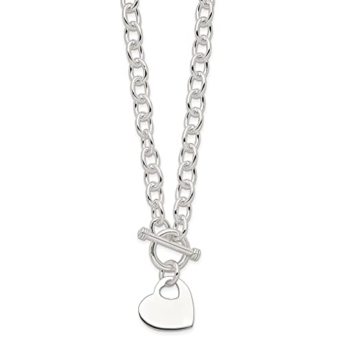 925 Sterling Silver Engraveable Heart Disc On Link Toggle Necklace Pendant Charm Love Fine Jewelry For Women Gifts For Her #TOP1
