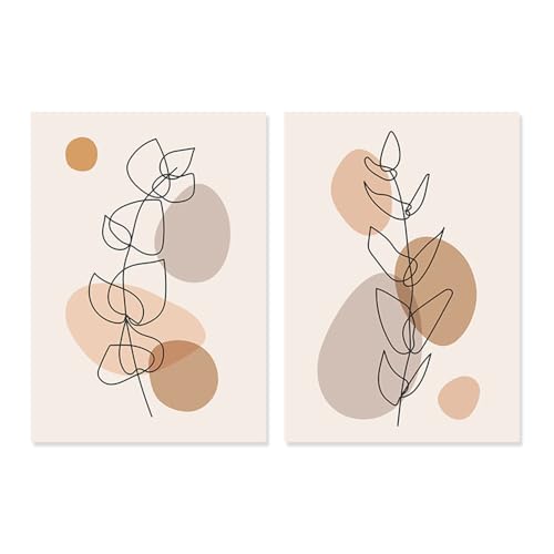 Pósteres abstractos de hojas para transformar el ambiente de tu dormitorio con elegancia natural 2