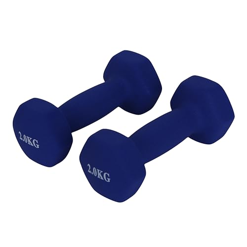Endless Neoprene Coated Fixed Dumbbell for Gym Exercises | Pair of 2 Kg (2 * 4.4 LB) | Material : Iron with Vinyl Coat | Weights for Women and Men
