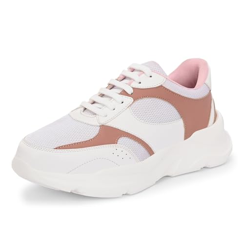 Image of Centrino Women Chunky Sneaker | Cushioned Insole for Comfort | Stylish Lace-Up Design | Perfect for Casual Shoe for Girls (A6855)