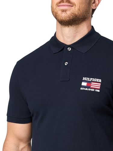 Image of Tommy Hilfiger Men's Short Sleeve Polo Shirts in Regular Fit With Stretch and Organic Pique Cotton