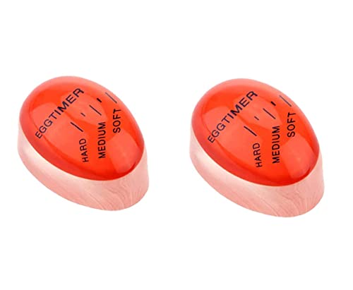 EPRHAY Egg Timer 2 PCS, Egg Boiler Timer, Heat Sensitive Timer, Colour Changing Egg Timer, Sits in the pan as your eggs cook, cooking kitchen gadget, White,red