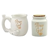 FASHION CRAFT STONER GIRL NOVELTY CERAMIC COFFEE MUG BUNDLE GIFT SET (White)