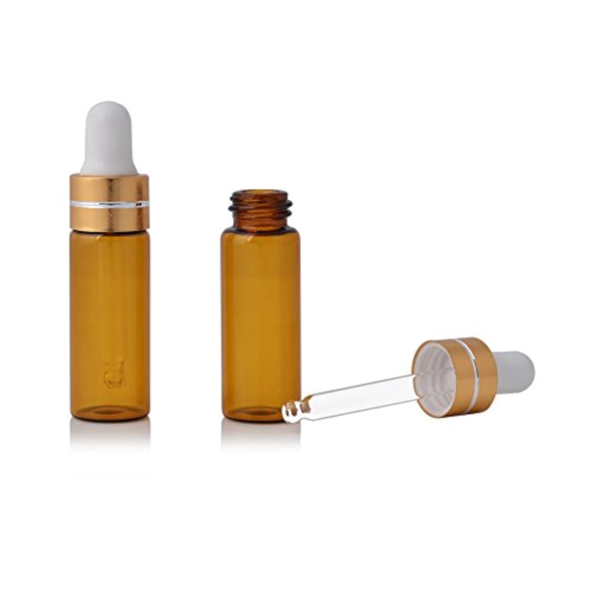 5ml Mini Amber Refillable Glass Essential Oil Bottles, 15 Pack