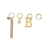 2 Gold Cute Alphabet Stud Initial Letter Earrings Jewellery Chain Earrings 4PC Set (Gold)