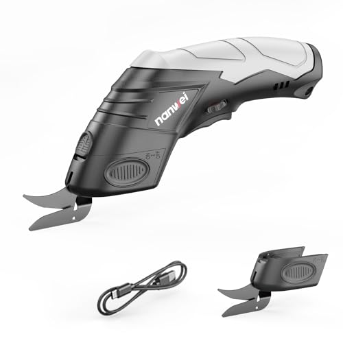 NANWEI 電動ハサミ 電動カッター 布/ソフトレザー/カーペット/ダンボールカッター 4.2V電動マルチカッター コードレス 裁ちばさみ 布切り 2個ブレード 2000mAh Type-C充電式 (布切り・ブラック)