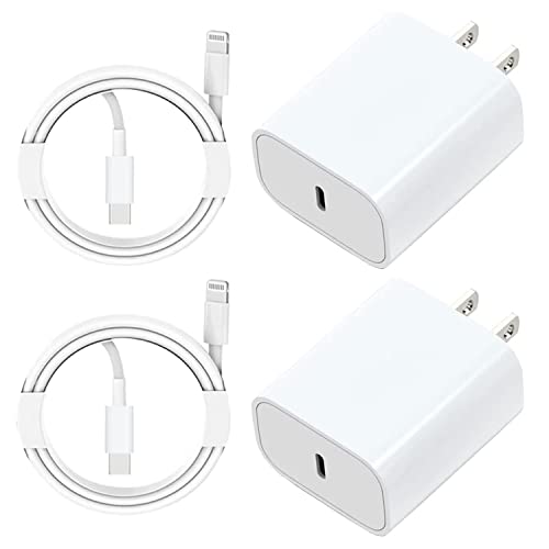 iPhone Fast Charger, 20W Fast Adapter for iPhone14/13/12 [2-Pack], ãApple MFi Certifiedã Fast Charging Power Adapter Wall Plug with 5Ft Cable for iPhone 14/13/12/11/10/9/Pro/Max/Xs Max/XR/X, iPad