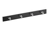 Farbe: schwarz Metafranc Hakenleiste 400 mm - Holz - schwarze Optik - 4 Haken - Zur Wandmontage - Ideal für Flur oder Schlafzimmer / Garderobenleiste / Wand-Garderobe / Wandhaken / Kleiderhaken / 262879