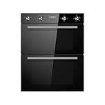 Cookology CDO720BK Built-in Electric Double Fan Oven in Black - Combined 85 Litre Capacity - Integrated Cooker - 6 Cooking Functions - Easy Programmable Timer - Dial Controls & Digital Clock