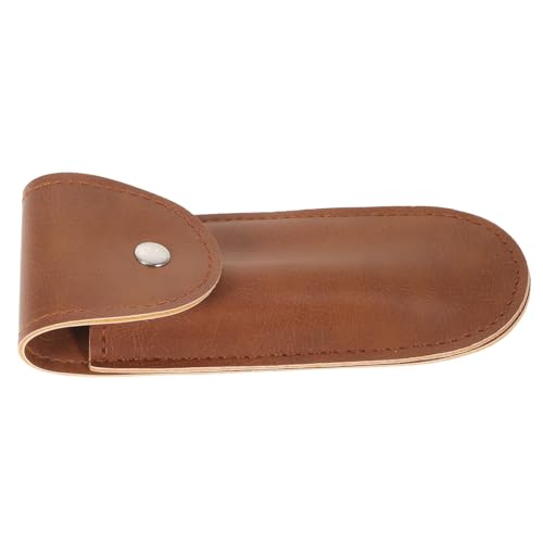 WOFASHPURET PU Leather Travel Razor Cover for Men Brown Protective Case for Manual Razors Stylish and Durable Razor Holder for Grooming Kits and Travel Storage