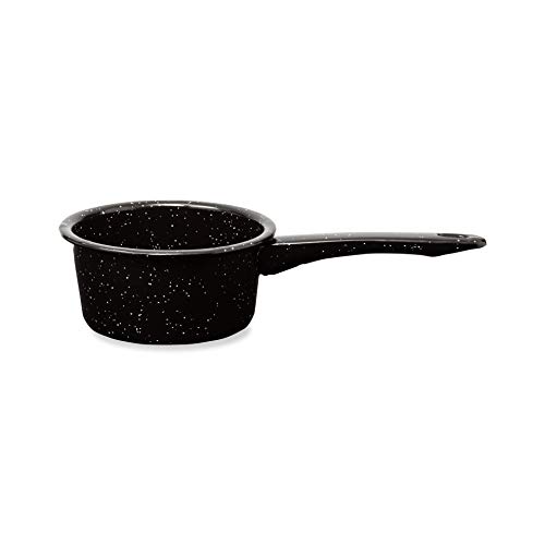 Millvado Graniteware 1 Quart Saucepan: Naturally Nonstick Sauce Pots - Speckled Enamel Cookware - Small Sauce Pan for Cooking and Boiling - Granite Cooking Pot for Stovetop, Campfire, or Outdoor Stove