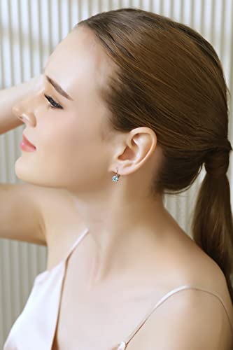 Light Blue Earrings For Women Sterling Silver 6Mm Round Leverback Drop Genuine Gemstone Blue Topaz Earrings For Girls Teens Birthday Holiday Gift #TOP1