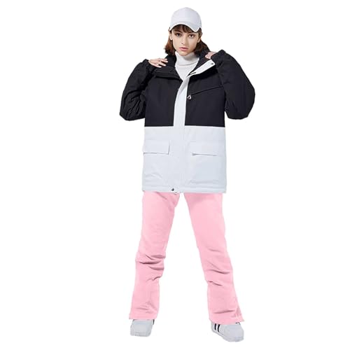 FNKDOR Women's Ski Jackets And Pants Set Insulated Snowsuit Winter Warm Skisuit Fashion Snowboarding Snow Coat Suit Women plus Size (Watermelon Red, L)