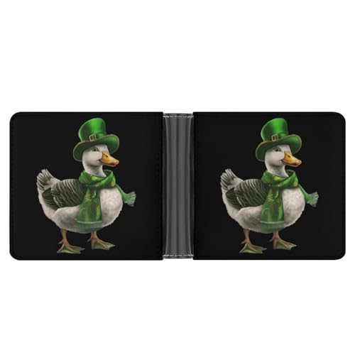 St Patricks Day Goose Funny Billfold Wallet Credit Card Holder Slim Passcase Pouch Purse for Men Women