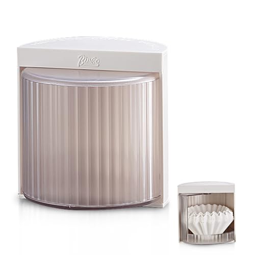 Bincoo Rotatable Coffee Filter Holder,Basket Filter Paper Storage Container,ABS Dustproof Basket Filter Container Large Paper Holder for Home & Café for Coffee Bar Accessories(White)