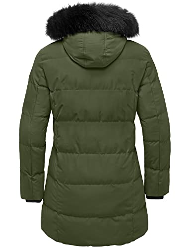 Soularge Women's Plus Size Waterproof Padded Winter Puffer Coat with Fur Hood (Army green,4X) — view 2