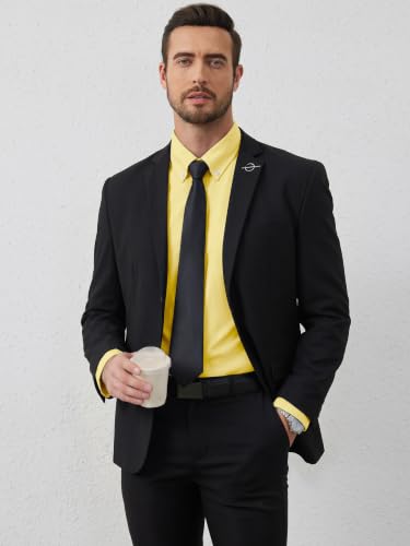 GIANZEN Mens Light Pastel Yellow Dress Shirt Shirts for Men Long Sleeve Button Down Big and Tall Men's Casual Business Oxford Light Yellow Size M — view 5