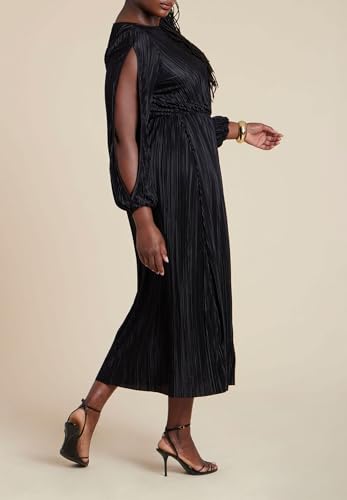 ELOQUII Women's Plus Size Plisse Open Sleeve Dress2