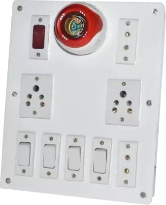 Switch Board (4 Switch,4 Socket, 1 Button Holder, 1 Indicator) Wall Plate (White)-image-45