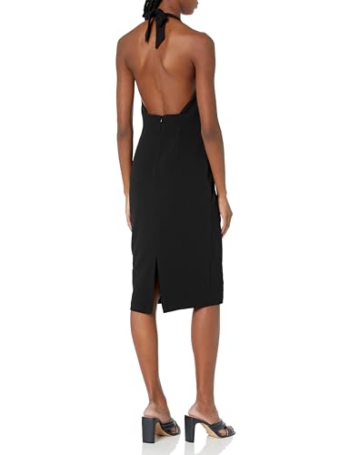 Image of Dress The Population Womens Vanessa Deep Plunge Neckline Halter Bodycon Midi Dress