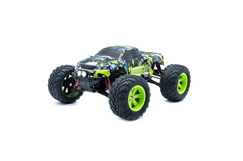 RMT MODELS Coche teledirigido Dominator, Monster Truck 1:12, velocidad de 36 km/h, accionamiento 2WD, control de 2,4 GHz, batería de ion de litio de 7,4 V y 1500 mAh, IPX4 salpicaduras, luz frontal