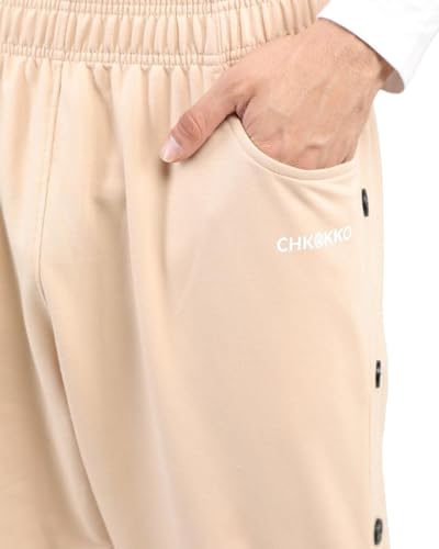 Image of CHKOKKO Men Casual Track Low Rise Regular Pant Gym Workout Lower with Pocket Pastel Beige Large