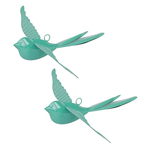 Image of Elan Metal Hanging Decorative Rockstar Bird For Home Balcony And Garden Decor (Set of 2- Aqua, Blue)