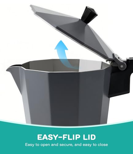 Image of Coffee Gator Moka Pot Aluminum - 6 Cup, 12oz Stovetop Espresso Maker