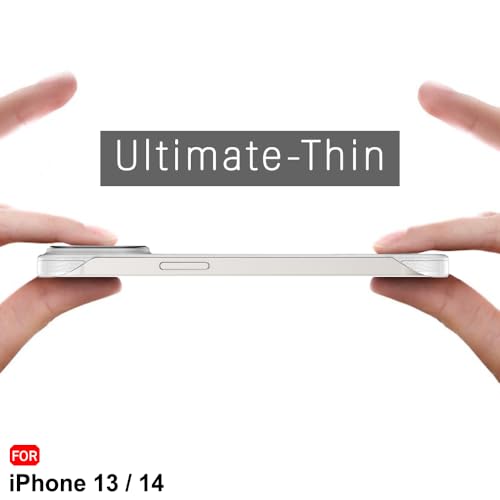 Image of TheGiftKart Hybrid Ultimate Slim Back Case Cover for iPhone 13 / iPhone 14 | Lightweight Profile | Hard Back Case Cover for iPhone 13 /14 (PC & TPU, Metal Camera Ring, Leather Texture Finish, Grey)