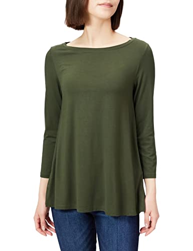 Daily Ritual Women s Jersey Standard-Fit 3 4 Sleeve Bateau Neck Swing T-Shirt, Forest Green, Medium