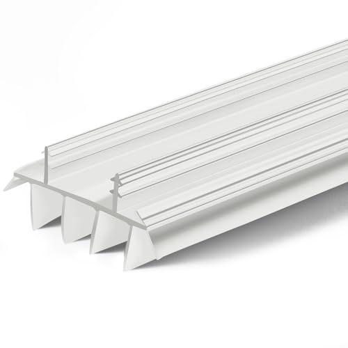 Pushglossy 1 Pcs Door Bottom Seal with Vinyl Fins Threshold Strip,White