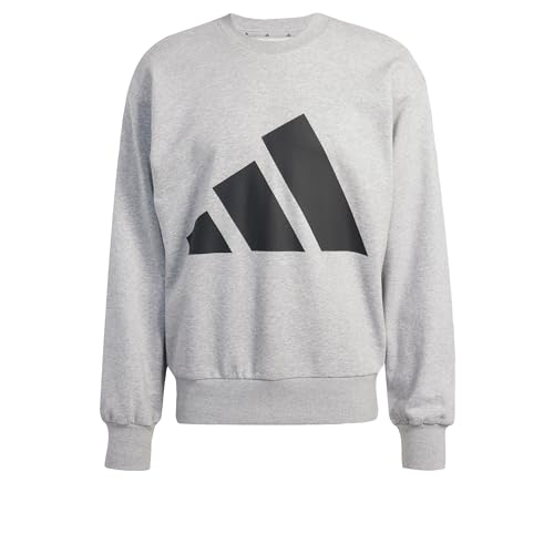 adidas Uomo Essentials Big Logo French Terry Sweatshirt, Medium Grey Heather/Black, S
