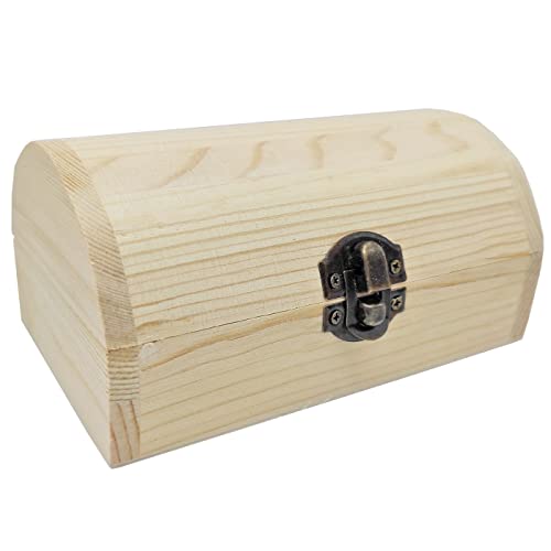 Acan Tradineur Caixa de madeira com tampa redonda, madeira natural, fecho metálico, armazenamento de jóias, artesanato, decoração, 6,8 x 14 x 9,3 cm