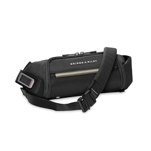 Briggs & Riley Sling Bag for Women & Men - Fanny Pack for Travel, Running, & Hiking, Durable Nylon Waist Bag, Adjustable Strap for Crossbody Wear, Self-Repairing Zippers - HTA Collection, Black